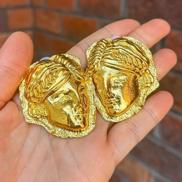 ZARA FACE GOLD EARRINGS - Picture 7 of 10